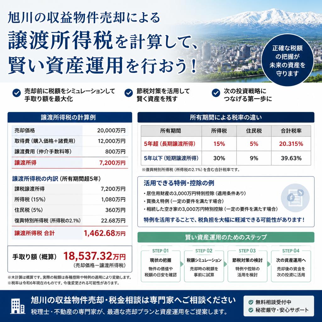 旭川の収益物件売却による譲渡所得税を計算して、賢い資産運用を行おう！