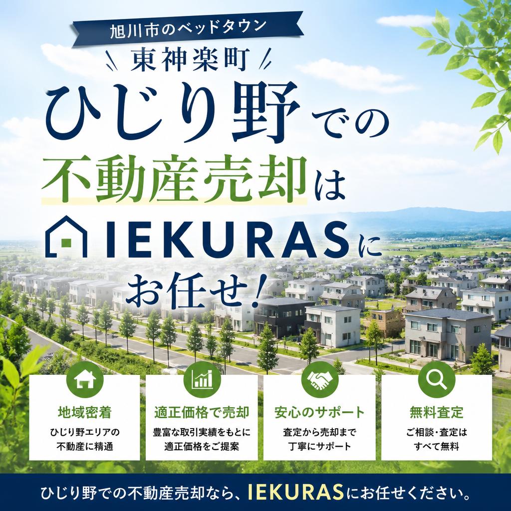 旭川市のベッドタウン、東神楽町ひじり野での不動産売却はIEKURASにお任せ！