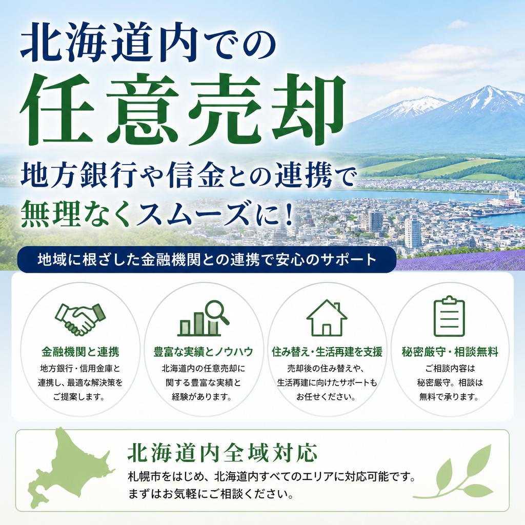 北海道内での任意売却、地方銀行や信金との連携で無理なくスムーズに！
