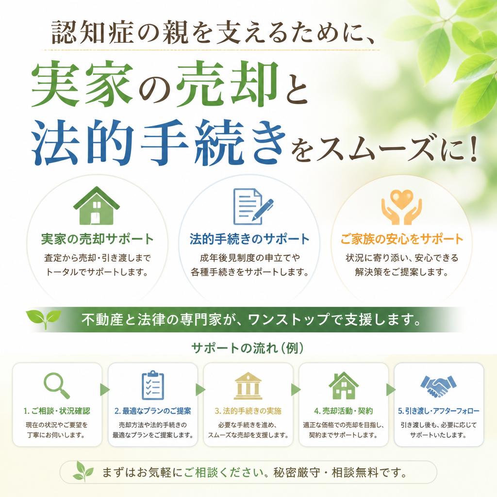 認知症の親を支えるために、実家の売却と法的手続きをスムーズに！